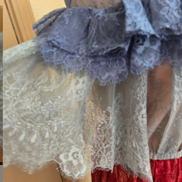 NWT Philosophy di Lorenzo Serafini Off-Shoulder Italian Dress Blue & Red Lace 6 - Picture 3 of 10